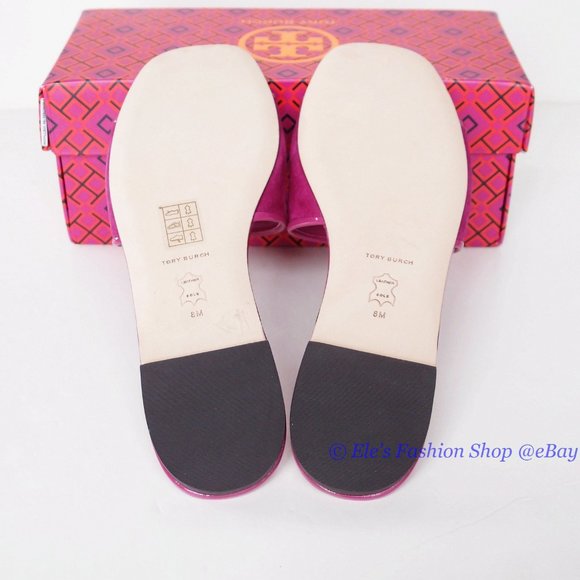 NIB Tory Burch Eleanor Leather Slide Fuchsia Hot Pink US 8 8.5 9 9.5 10 AUTHENTC - Picture 16 of 16